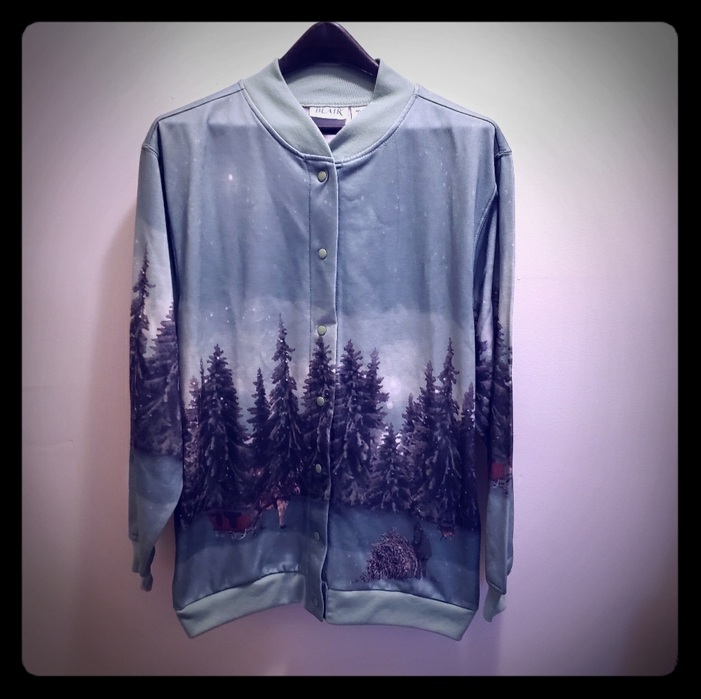 Women's Forest Print Sweater - Green